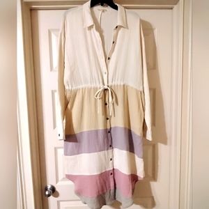 Mystree pastel purple  grey cream colorblock fit and flair t-shirt dress size la